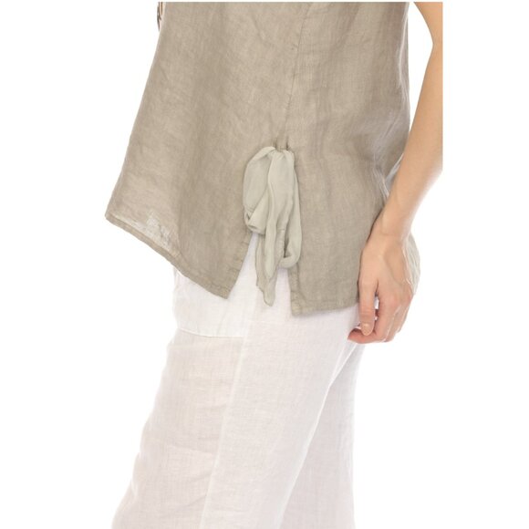 Taupe Sleeveless Top with Side Bows - Picture 3 of 4